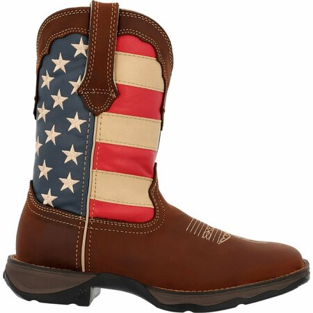 Durango Lady Rebel by Patriotic Women's Pull-On Western Flag Boot, BROWN/UNION FLAG, M, Size 9 RD4414